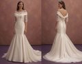 Pearl Satin Fit and Flare Wedding Dress with Long Train