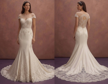 Pearl Satin Mermaid Wedding Dress with Cathedral Train