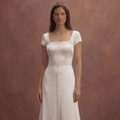 Pearl Satin Wedding Dress with Sleek Minimal Silhouette