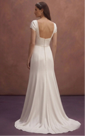 Pearl Satin Wedding Dress with Sleek Minimal Silhouette