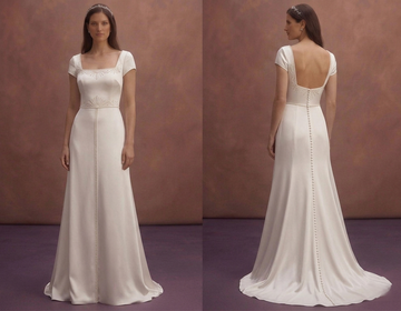 Pearl Satin Wedding Dress with Sleek Minimal Silhouette