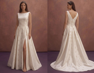 Pearl Satin Wedding Dress with Structured Waistline
