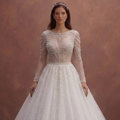 Pearl Tulle Ball Gown Wedding Dress with Sparkling Finish