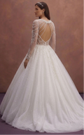 Pearl Tulle Ball Gown Wedding Dress with Sparkling Finish