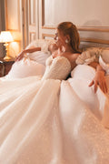 Elegant A-Line Wedding Dresses Sweetheart Glitter Corset Back Bridal Dress Princess Wedding Ball Prom Gowns Customized