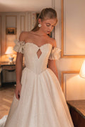 Elegant A-Line Wedding Dresses Sweetheart Glitter Corset Back Bridal Dress Princess Wedding Ball Prom Gowns Customized