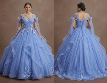 Periwinkle Blue Quinceañera Dress Soft Mesh Design