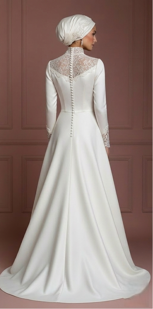Petite Hijab Wedding Dress Tailored Modest Style Muslim