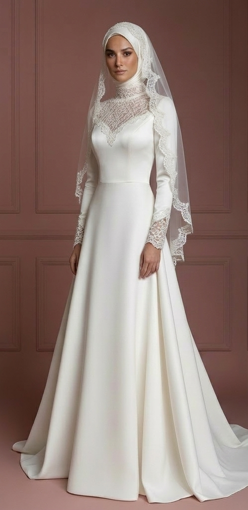 Petite Hijab Wedding Dress Tailored Modest Style Muslim