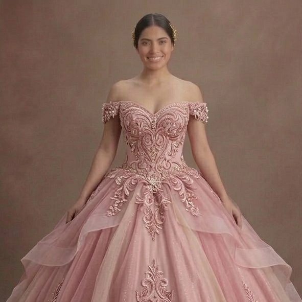 Pink Quinceañera Dress - Hand-Stitched Embroidery Luxe