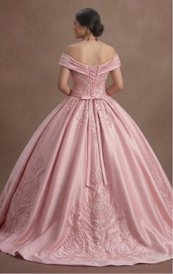 Pink Quinceañera Dress - Princess Style Beaded Satin