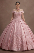 Pink Quinceañera Dress - Princess Style Beaded Satin