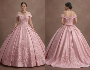 Pink Quinceañera Dress - Princess Style Beaded Satin
