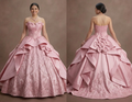Pink Quinceañera Dress - Strapless Satin Gown with Bows