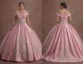Pink Quinceañera Dress Crystal Waistband Satin Gown