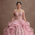 Pink Quinceañera Dress Glitzy Sequin Fabric for 2026