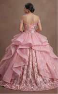 Pink Quinceañera Dress Glitzy Sequin Fabric for 2026