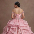 Pink Quinceañera Dress Glitzy Sequin Fabric for 2026