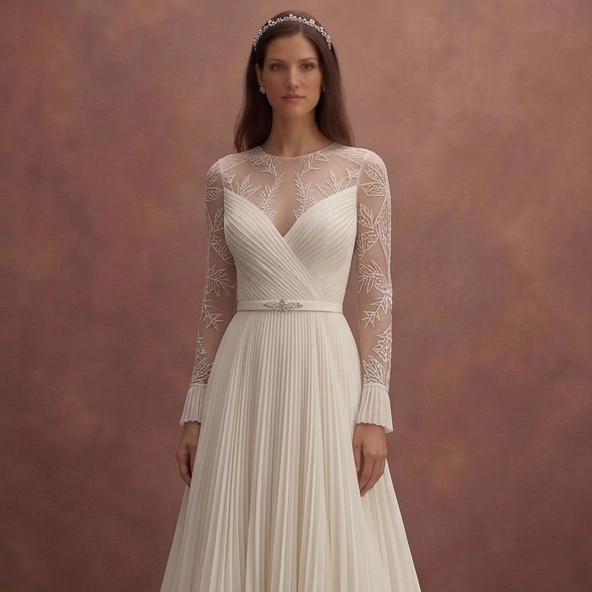 Pleated Wedding Dresses with Contemporary Elegance