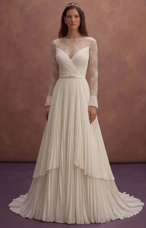 Pleated Wedding Dresses with Contemporary Elegance