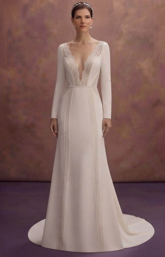 Plunging Neckline Wedding Dresses with Elegant Silhouettes
