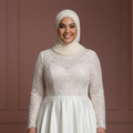 Plus Size Hijab Bridal Gown Flattering Modest Fit Wedding Dress Muslim
