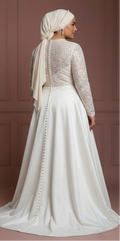 Plus Size Hijab Bridal Gown Flattering Modest Fit Wedding Dress Muslim