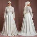 Plus Size Hijab Bridal Gown Flattering Modest Fit Wedding Dress Muslim