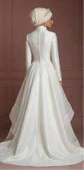 Premium Hijab Wedding Dress Elegant Bridal Couture Muslim