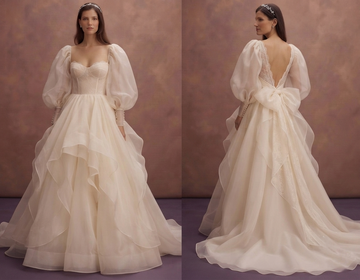 Puff Sleeve Organza Wedding Dresses with Romantic Volume