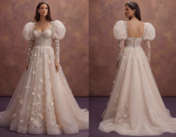 Puff Sleeve Wedding Dresses with Fairytale Style