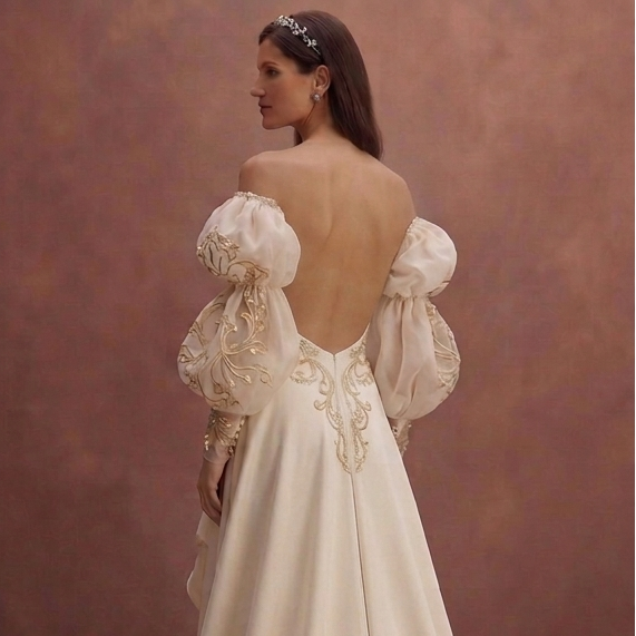 Puff Sleeve Wedding Dresses with Romantic Flair