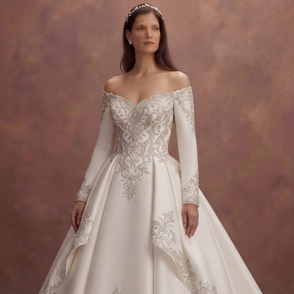 Pure White Ball Gown Wedding Dresses with Royal Beauty