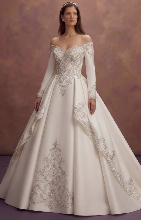 Pure White Ball Gown Wedding Dresses with Royal Beauty