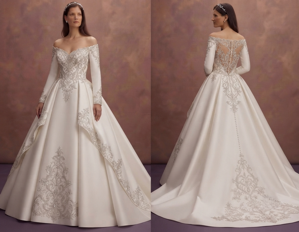 Pure White Ball Gown Wedding Dresses with Royal Beauty