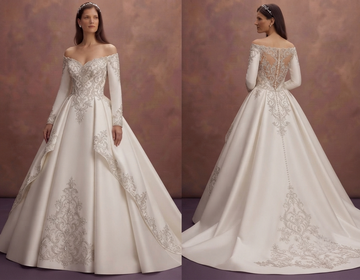 Pure White Ball Gown Wedding Dresses with Royal Beauty
