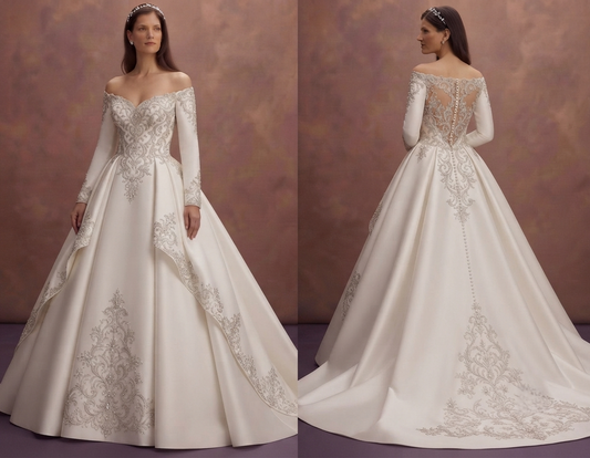 Pure White Ball Gown Wedding Dresses with Royal Beauty