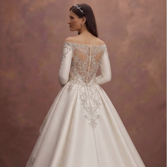 Pure White Ball Gown Wedding Dresses with Royal Beauty