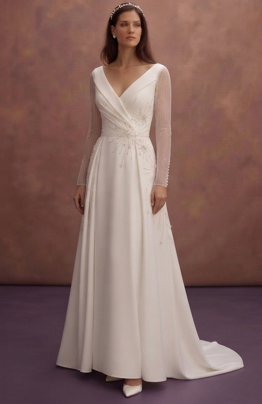 Pure White Silk Wedding Dresses with Classic Elegance