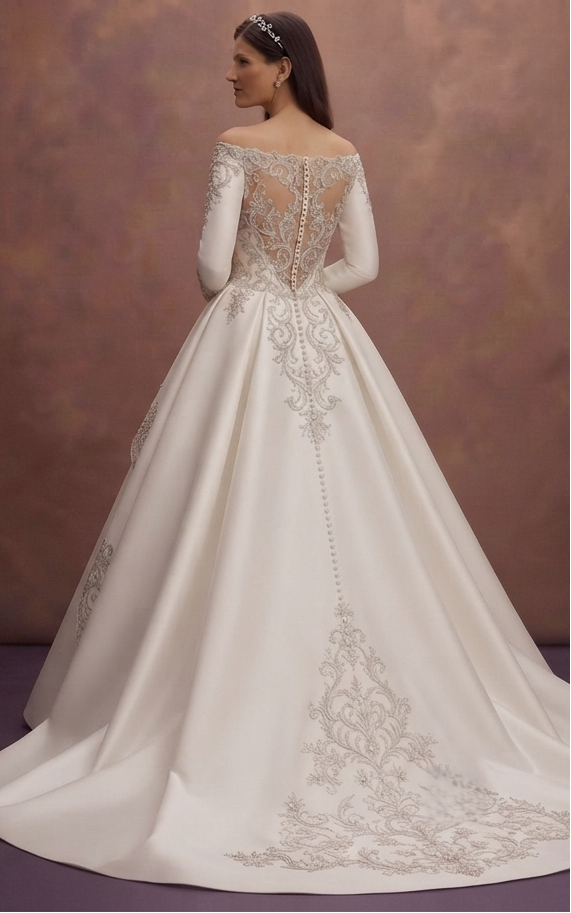 Pure White Ball Gown Wedding Dresses with Royal Beauty