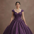 Purple Quinceañera Dress - Dark Iris Satin Luxe Gown