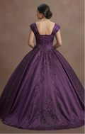 Purple Quinceañera Dress - Dark Iris Satin Luxe Gown