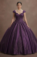 Purple Quinceañera Dress - Dark Iris Satin Luxe Gown