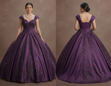 Purple Quinceañera Dress - Dark Iris Satin Luxe Gown