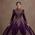 Purple Quinceañera Dress - Eggplant Velvet Formal Gown