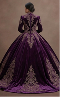 Purple Quinceañera Dress - Eggplant Velvet Formal Gown
