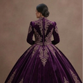 Purple Quinceañera Dress - Eggplant Velvet Formal Gown