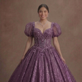 Purple Quinceañera Dress - Glitter Mesh Ball Gown