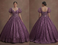 Purple Quinceañera Dress - Glitter Mesh Ball Gown