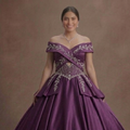 Purple Quinceañera Dress - Grape Satin Traditional Gown